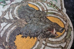 Podlaha s vyobrazením divočáka (mozaika) od Portuguese School