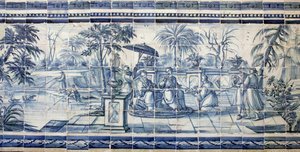 Ochutnávka ovoce u jezera v Asii - Azulejos, malovaná fajáns od Portuguese School