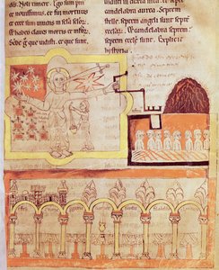 První zjevení Syna člověka se sedmi asijskými církvemi a sedmi hvězdami, z Apokalypsy sv. Jean de Lorvao od Portuguese School