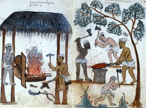 Primitivní indická metalurgie. Portugalský rukopis 16. století. Řím, Bibl. Casanatense. od Portuguese School