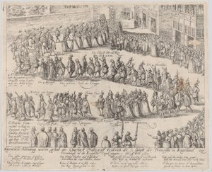 Svatební průvod na svatbu Alžběty Stuartovny, dcery Jakuba I., a..., 1613 nebo později. od Possibly by Abraham Hogenberg.