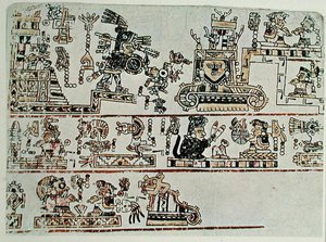 Faksimile kopie Codex Bodley, detail, c.1521 (vellum) od Pre Columbian Pre Columbian