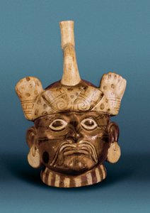 Předkolumbovská civilizace: keramická váza s portrétem, z Peru od Pre Columbian Pre Columbian
