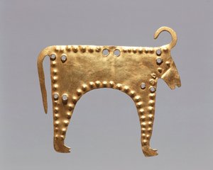 Bulharsko, Sofie, Národní historické muzeum, Listové zlato s postavami zvířat z Varny od Prehistoric Prehistoric