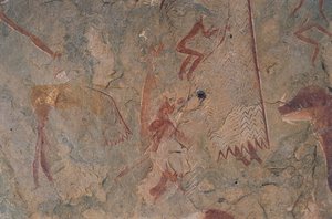 Lidské a zvířecí postavy (jeskynní malba) od Prehistoric Prehistoric