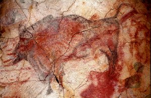 Prehistorie: „bizoni v klidu““ skalní malba svrchního paleoloitu (magdalénien) (mezi 16500 a 14000 lety) Jeskyně bizonů z doby kamenné, Altamira, Santander, Španělsko od Prehistoric Prehistoric
