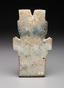 Reverz antropomorfní plakety, pravděpodobně ohnivý had, předklasické období, 800-400 př. n. l. (serpentin a cinabar) od Prehistoric Prehistoric