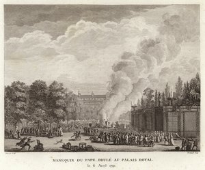Podobizna papeže spálena v královském paláci