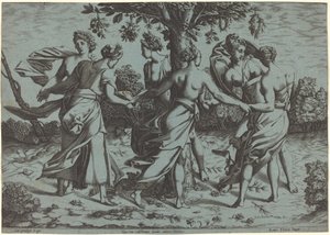Tanec Dryád od Probably French 16th Century after Pierre Milan after Rosso Fiorentino