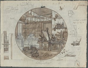 Litografická dílna od Probably French 19th Century