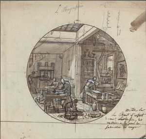 Litografická dílna od Probably French 19th Century