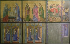 Rekonstrukce zdi malba původně v kapli sv. Štěpána, zobrazující královnu Filipu (asi 1314-69) a její dcery