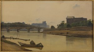 Le pont de la Concorde vu du quai de la Conférence, asi 1830, asi 1830 (olej na plátně) od Prosper Barbot