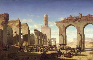 Ruiny mešity chalífy El Hakena, Káhira, kolem roku 1840