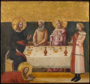 Máří Magdalena Mytí Kristových nohou, cca 1325-1330 (tempera a plátkové zlato na panelu)