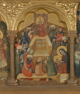 Polyptych Usnutí Panny Marie, detail Ježíše s lékaři (tempera na panelu)