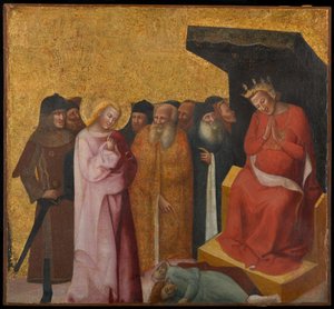 St. John the Evangelist Restoring Two Men to Life, asi 1325-1330 (tempera a plátkové zlato na panelu)