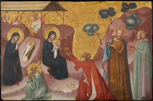 Narození Páně a klanění tří králů, cca 1325-1330 (tempera a plátkové zlato na panelu)