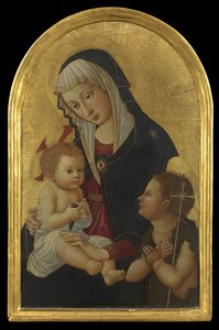 Panna a dítě se stehlíkem a Svatým Janem, po roce 1460 (tempera na panelu) od Pseudo Pier Francesco Fiorentino