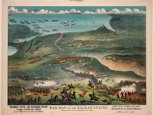 Válečná mapa balkánských států od Publisher Joseph Koehler New York