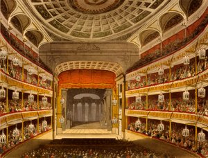 Divadlo New Covent Garden, z mikrokosmu Londýna, 1810 od R Ackermanna (ručně kolorovaná akvatinta) od Pugin and Rowlandson
