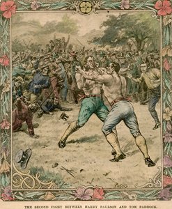 Druhý boj mezi Harrym Paulsonem a Tomem Paddockem, 1851 koncem 19. nebo začátkem 20. století.
