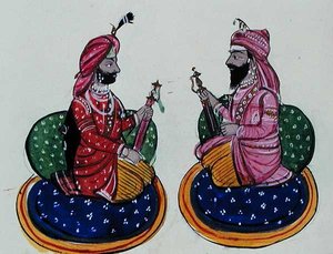 Maharaja Kharak Singh a Maharaja Nau Nihal Singh, kolem roku 1890 (akvarel na papíře)
