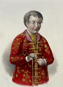 Velkokníže Simeon Alexejevič (1665-1669) Ruska (Carevich Simeon Alexejevič Ruska). Dílo Pjotra Fjodoroviče Borela (1829-1898), litografie kolem roku 1860. Ruské umění 19. století, neoklasicismus. Ruská státní knihovna, Moskva. od Pyotr Fyodorovich Borel