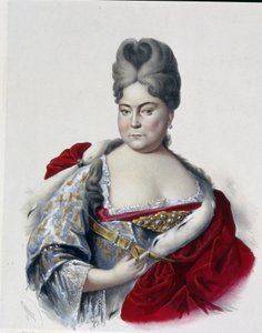 Portrét velkovévodkyně Natalya Alexejevna Ruska (1673-1716), sestra cara Petra I. Velikého (1672-1725). (Portrét ruské velkovévodkyně Natalyi Alexejevny, sestry cara Petra Velikého). Dílo Petra Fjodoroviče Borela (1829-1898),