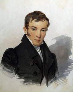 Portrét Vasilije Joukovského (1783-1852), ruského básníka (Portrét básníka Vasilije Žukovského). Dílo Piotra (Pyotr) Fiodoroviče Sokolova (Peter Sokolov) (1791-1848), kolem roku 1820. Akvarel na papíře. Petrohrad, Muzeum Pamětní muzeum A. Puškina od Pyotr Fyodorovich Sokolov