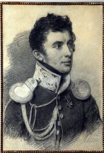 Portrét děkabristy (nebo dekabristy) Nikity Muravyova (1797-1843). (Portrét děkabristy N. Muravyova). Dílo Pyotra (Piotr) Fjodoroviče Sokolova (Pierre Sokolov) (1791-1848), tužka a pastel na kartonu, 1822. Ruské umění, 19. století, romantismus. A.P od Pyotr Fyodorovich Sokolov
