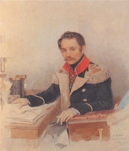 Portrét Leonty Vasilievich Dubelt 1792-1862, náčelník štábu sboru četníků, 1834 od Pyotr Fyodorovich Sokolov