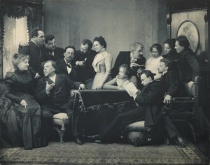 Anton Čechov mezi herci hry Racek, 1899 od Pyotr Petrovich Pavlov