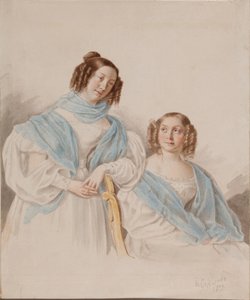 Portrét sester hraběnek Antoniny Dmitrievny 1813-1891 a Lidie Dmitrievny 1815-1882 Blud