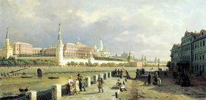 Pohled na Kreml z nábřeží Sophia v Moskvě, 1879.