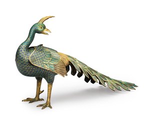 Cloisonné paví kadidelnice