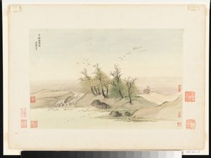 Krajiny podle starých mistrů, datované 1674 a 1677 (album o dvanácti listech; tuš a barva na papíře) od Qing Dynasty Chinese School