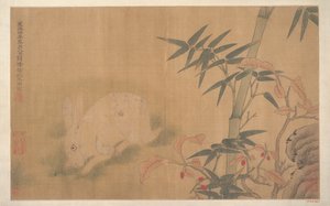 Králík (albový list; tuš a barva na hedvábí) od Qing Dynasty Chinese School