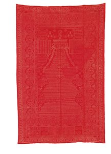 Potah z hedvábného brokátu s červeným broušením, pozdní dynastie Čching od Qing Dynasty Chinese School