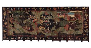 Dvanáctinásobný koromandelový paraván, 18. století od Qing Dynasty Chinese School