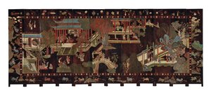 Dvanáctinásobný koromandelový paraván, 18. století od Qing Dynasty Chinese School
