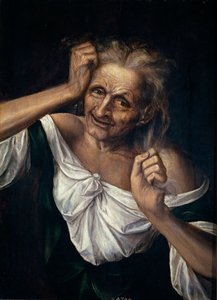 Stará žena si trhá vlasy - Massys, Quentin (1466-1530) (Quinten ou Kwinten Metsys ou Matsijs) 1525-1530 - Olej na dřevě - 55x40 - Museo del Prado, Madrid od Quentin Massys or Metsys