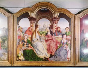 Svaté příbuzenství aneb oltářní obraz sv. Anny, detail centrálního panelu, 1509 od Quentin Massys or Metsys