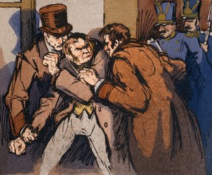 „Zatčení Vautrina“, ilustrace k „Splendeurs et Miseres des Courtisanes“ od Honore de Balzaca, 1922