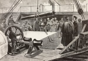 Italští námořníci a důstojníci na lodi Gottardo, italská expedice v Rudém moři, Palermo, Itálie, rytina podle kresby Quinta Cenniho a náčrtku Danteho Paolocciho, z L