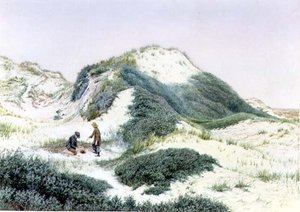 Mezi písečnými kopci v Hightown 1885 (akvarel) od R.H. Rutherford