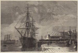 Odstranění ostatků pana Peabodyho z železnice na HMS Monarch v Portsmouthu