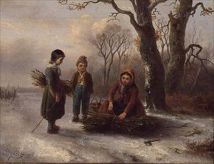 Děti sbírají protokoly, c.1884 (panel) od R. Favelle