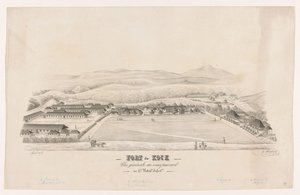 Pohled na Fort de Kock Fort de Kock / Vue générale du campemente / du 17de Batail.on Infant.rie (název na objektu) od R. Walthert (signed by artist)