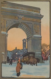 Washington Arch za zimního soumraku, 1914.